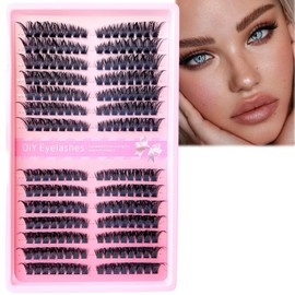 Individual Eyelashes Fluffy Curly DIY Extensions - Durable Reusable Lash Clusters for Women,Thick Volume Eyelash Clusters Wispy Lashes D Curl Russian Lash Waterproof Eyelash -252PCS