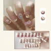 24pcs/box Short Rhinestone False Nails Full Coverage Dopamine Fake Nails