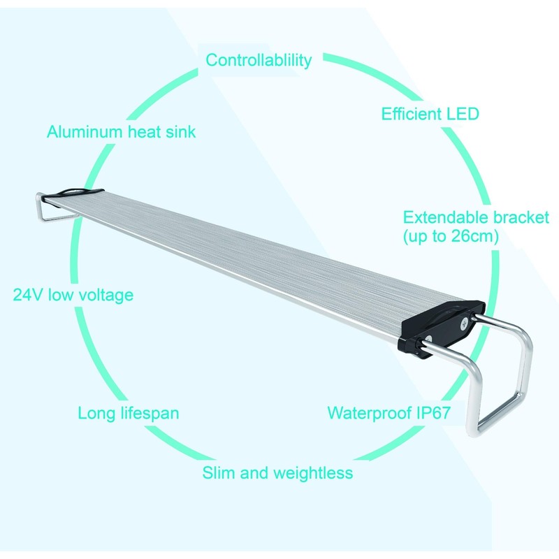 Marine Space 48" Aquarium Freshwater LED Light w/Switch, Silver (MS-120P)
