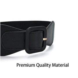 COTIM COYIN - Cinturón de hebilla gruesa para mujer, elástico, ancho y elástico, Patrón de cuadrícula negro, Width: 6cm/2.4 inch Length: 75cm/30nch