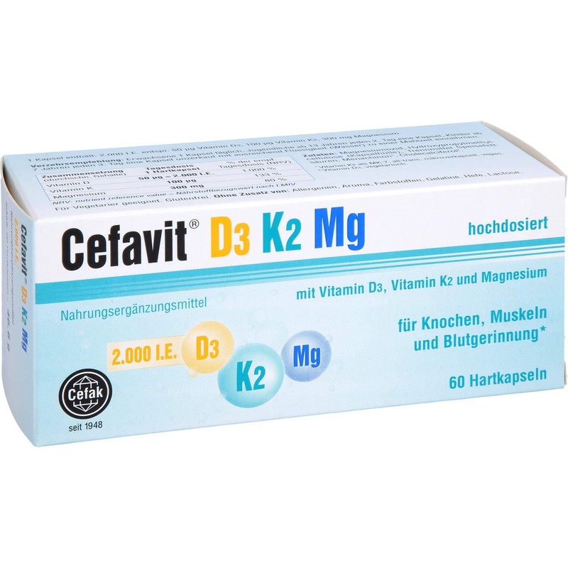 CEFAVIT D3 K2 Mg 2.000 I.E. Hartkapseln 60 St