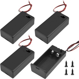 CLEZGO 9V Battery Holder 3 Pack, 9 Volt Battery Holder with Switch, 9v Battery Case with Switch (9V)