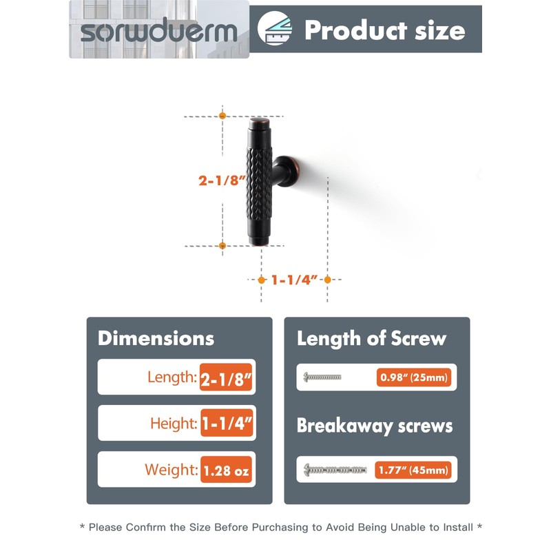 SORWDUERM 5 Pack Oil Rubbed Bronze Knurled Cabinet Knobs 2