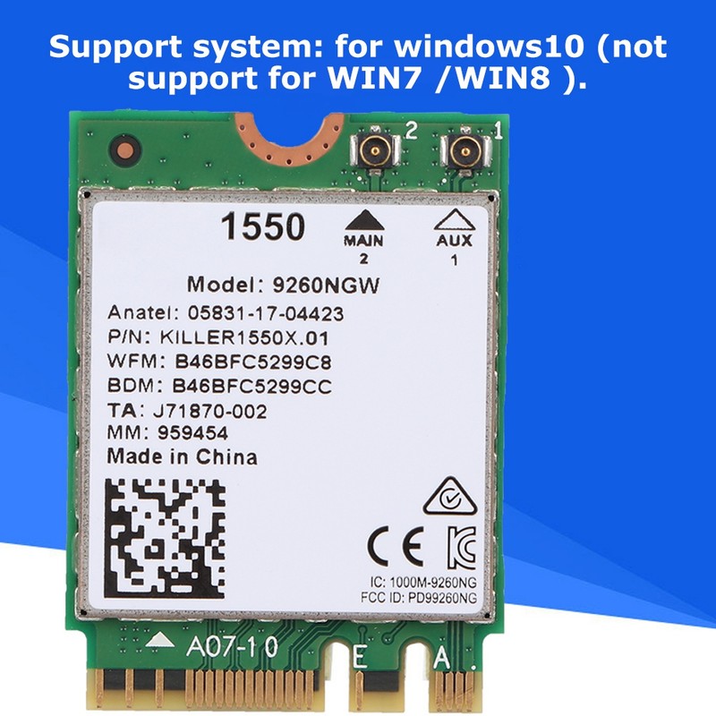 Wireless Network Card for KILLER 1550AC for windows10 2.4 G