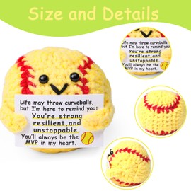 Rimvoe Emotional Support Softball Crochet, Softball Gifts for Lovers Players, with Encouragement Message Card