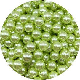 Tingoons 1800pcs 4mm Pearl Beads with Hole Round Loose Luste Craft Beads for Home Decoration Vase Fillers DIY Craft Making Jewelry Making Bracelet Necklace Earrings(Light Green)