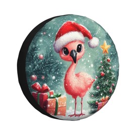 Merry Christmas Spare Tire Cover Christmas Flamingo Universal Wheel Protectors Wheel Covers for Rv Camper Travel Trailer SUV Truck 17 Inch New Year Decor