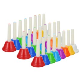 MECCANIXITY 3 Set Hand Bells Set 8 Note Musical Diatonic Bells Colorful Musical Instrument for Musical Teaching Festival Church Chorus Family Birthday Wedding Party, White/Mixed Colors