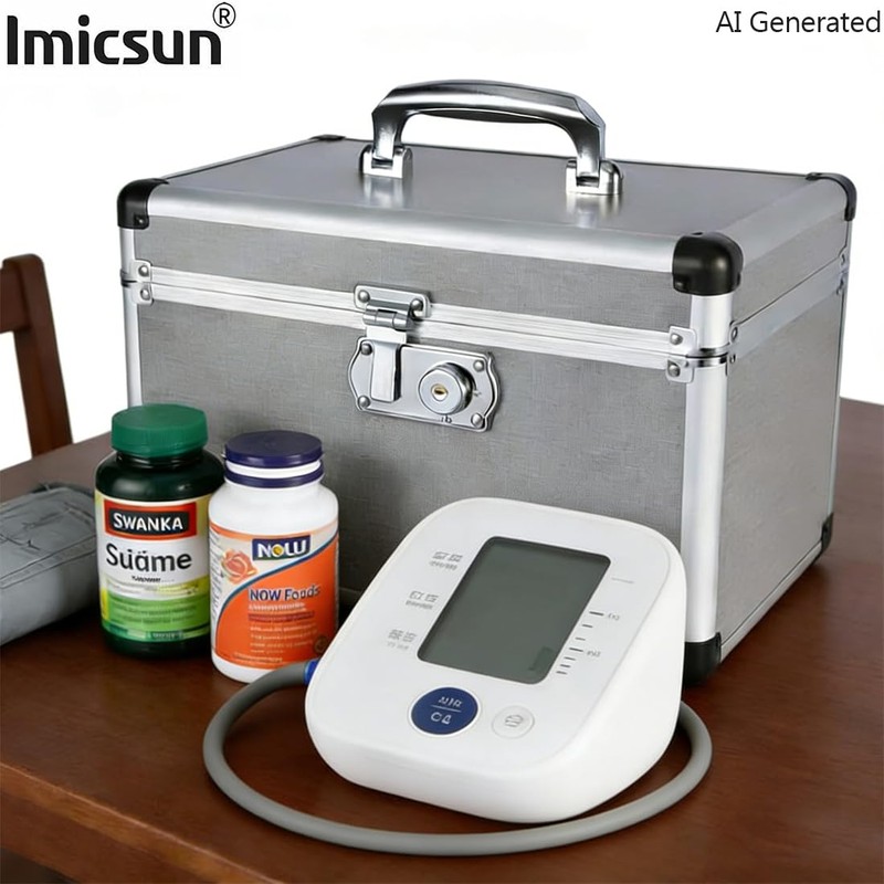 Imicsun Lockable Med Storage Box Keys, Large Charcoal Gray Family
