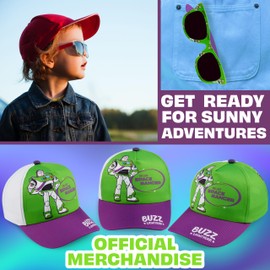 Get Trend Toy Story Baseball Cap and Kids Sunglasses Set Breathable Adjustable Sun Hat 100% UV Summer Accessories Set Vacation Essentials Gifts for Boys (Green/Purple Toy Story)