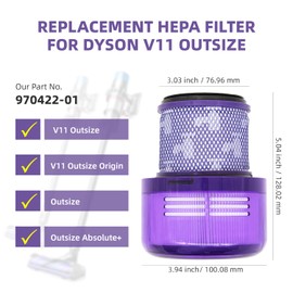 Bee Filter 2-Pack Replacement Filters Compatible with Dyson V11 Outsize, V11 Outsize Origin, Outsize, Outsize Plus, Outsize+, Outsize Absolute+, Absolute Extra, SV16, SV29 Vacuum, Part # 970422-01