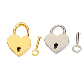 Leadigol Diary Lock and Key Set,Small Metal Heart Shaped Padlock Mini Lock with Key,Gold and Silver Small Heart-Shaped Padlocks,for Drawers Storage Box Diary Book