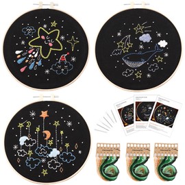 Traziewell Beginners Embroidery Kit for Adults Cross Stitch Kits for Starter Full Series of Embroidery Kits Embroidery Cloth with 3 Stamp Patterns and Instructions Embroidery Kit for Beginners 1716