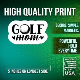 Golf Mom Magnet - 5" On Longest Side - Family Tee Par Swing Clubs - 2 Pack -Thick Strong Magnet - Bumper Magnet for Fridge, Toolbox, Cars - Made in USA - PLDFMAG1834