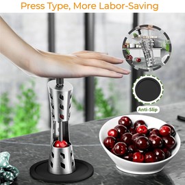 PreZiouz Cherry Pitter Tool, 304 Stainless Steel Cherry Stoner Remover, Durable Fruit Corer Tool for Cherry/Red Date/Jujube/Hawthorn, Press Type Fruit Pit Remover Kitchen Tool