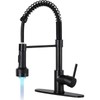 DJS Kitchen Faucets with Pull Down Sprayer LED Light Single