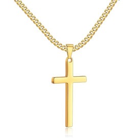 Zinvefa Men's Stainless Steel Cross Pendant Necklace Silver / Black / Gold Pendant 15 x 28 mm - 50 x 30 mm, Stainless Steel