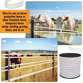 Wowangce 1 Roll 3/4 Inch x 2000 ft Electric Fence Tape for Livestock Polytape Fencing Horse Fence with High Visibility