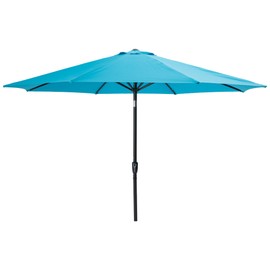 FansaFurn Large Outdoor Patio Umbrella with Push Button Tilt/Crank, Patio Table Umbrella with 8 Sturdy Ribs, 11 ft Outdoor Umbrella for Backyard, Pool, Deck, Market, Blue