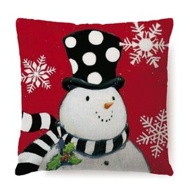7COLORROOM Christmas Red Pillow Cover Lovely Snowman Festival Throw Cushion Cover Home Decorative Winter Pillowcases 18" x 18",2Pack(Xmas Snowman)