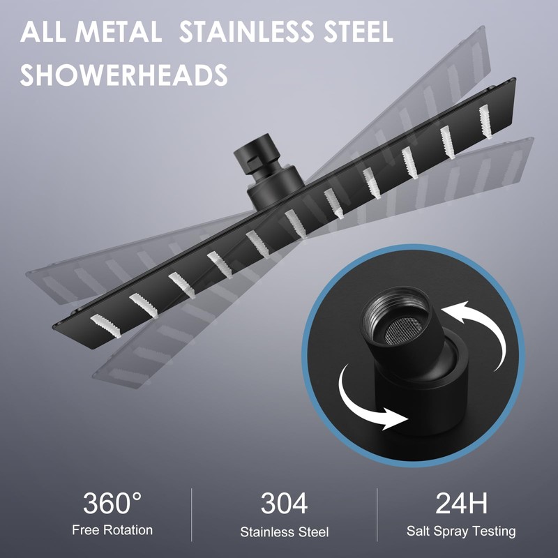 KINLIV 10" Rain Shower Head Matte Black - All Metal