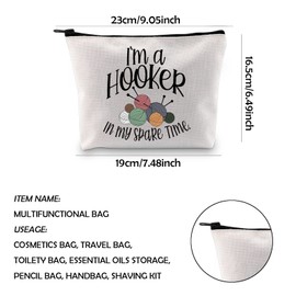WCGXKO Crochet Lover Gift Crocheters Gift I'm A Hooker in My Spare Time Zipper Pouch Makeup Bag (Spare time CA)