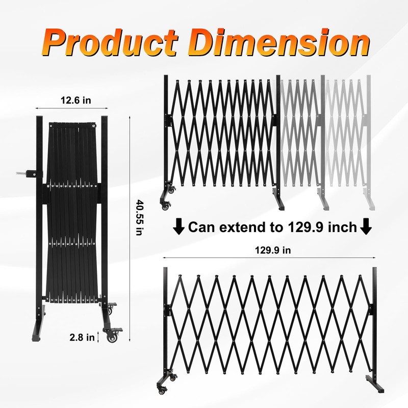 SMONTER Expandable Barricade Gate, 129" Metal Safety Barrier Gate with