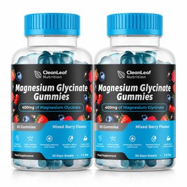 Magnesium Glycinate Twin Pack Gummies - 400mg High Absorption Formula for Sleep, Stress Relief & Muscle Health - Mixed Berry Flavor, Non-GMO, 60-Day Supply for Adults