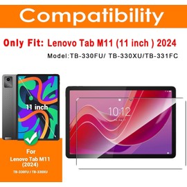 [2 Pack] Lnuyefn Screen Protector for Lenovo Tab M11" Inch 2024, Tempered Glass Film Guard for Lenovo Tablet M11 2024 Release Model TB-330FU/TB-330XU/TB-331FC Anti-Scratch 9H Hardness Bubble-free Clear
