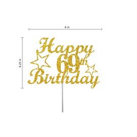 Decoración para tartas de cumpleaños con purpurina dorada, ideas de decoración de fiestas, calidad premium, resistente purpurina de doble cara, palo de acrílico. Fabricado en Estados Unidos (69)