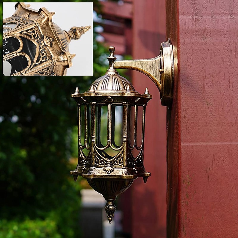 YIYIBYUS Outdoor Wall Lantern, Aluminum Glass Lantern Wall Sconce Light