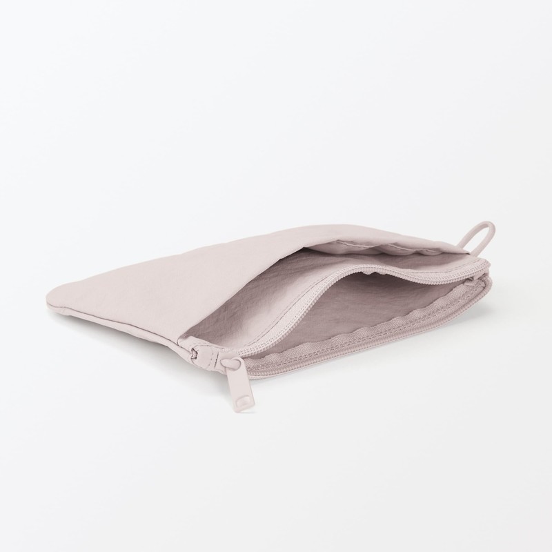 Wrinkle Nylon Flat Pouch, Pink, M, Approx. 7.5 x 5.3