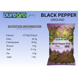 Puregro Ground Black Pepper 300g | PACK OF 1 | Fine Black Pepper | Premium Quality | Kali Mirch | Kala Mary |100% Natural | Pepper Corn | Black Pepper Powder.