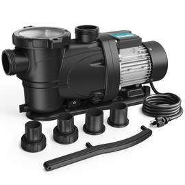 Vidapool Pool Pump In/Above Ground, 1 HP Pool Pump 5000GPH, 115V, 2 Adapters, Powerful In/Above Ground Self Primming Swimming Pool Pumps with Filter Basket Compatible with Pool Heat Pumps