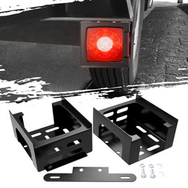 Pair Square Trailer Tail Light Mounting Box & License Plate Bracket with Screws Left Right Guard Cover Heavy Duty Steel (Offer Protection for Lights) for Trailers Under 80" Boat Truck Marine Camper RV