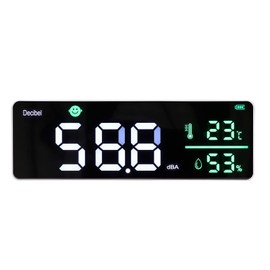 Sonómetro de pared, Decibelímetro digital 30-130dB Pantalla LED grande de 11 pulgadas Medidor de ruido para aulas, Medidor de temperatura y humedad, Medidor DB para casa, estudio