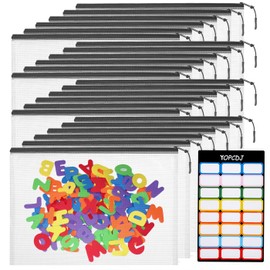YOPCDJ 24pcs Mesh Zipper Pouch Bags, A5 9.4 x 6.9 Inches Reusable Zipper Bags Puzzle Storage Organizer Black Multipurpose for Travel Board Games Toys Office Supplies and Classroom Organization