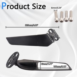 HNeekyr Motorcycle Rearview Mirrors, Compatible with Honda CBR300R CBR500R, Kawasaki Ninja 300 400 650, Suzuki GSXR 600 750, Yamaha R25 Wing Rearview Mirrors (Large)