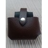 Brown Pure Leather Tape Holder Fasten Button Loop BBI for