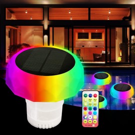 Pool Chlorine Floater with Solar Light, Solar Chlorine Tablet Floater for 3 Inch Pool Tablets Chlorine, Floating Chlorine Dispenser Solar Floating Pool Lights for Pool Spa Hot Tub Swimming