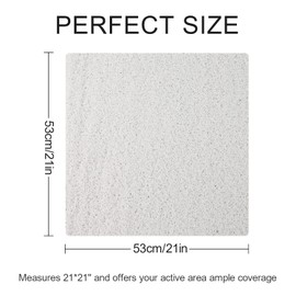 Lurowo Loofah Shower Mat, Non Slip Square Shower Mats for inside Shower Anti Mould, Washable PVC Bathroom Floor Mats Rugs (53x53cm, White)