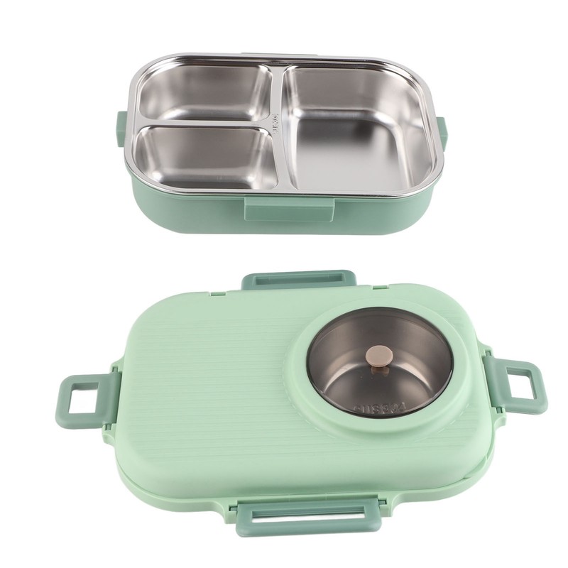 Thermal Lunch Box 1100ml Double Layer 3 Grid Design 304