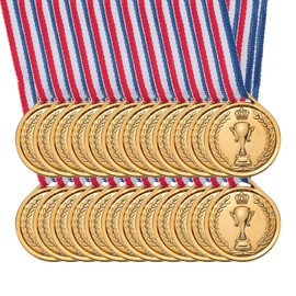 PATIKIL 1.5" Mini Bronze Award Medals, 24 Pack Plastic Winner Medals for Award 3rd Place with Neck Ribbon for Table Tennis Games Sports Competitions Party Favors