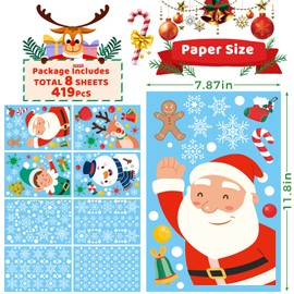 419PCS Christmas Window Cling Stickers,Double Sided Snowflake Cling,Christmas Decorations for Glass and in Indoor,Perfect for Xmas Holiday Home Office Decor