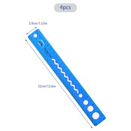 Tabanzhe 4 Pcs 30cm Shatter Resistant Rulers - Bendable, Flexible, Unbreakable Transparent Clear Folding Straight Rubber Plastic Rulers for School, Classroom, Home Office