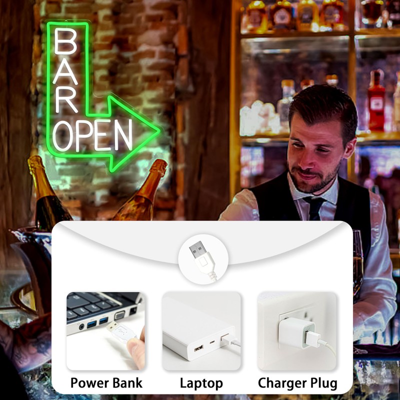 AEHEMNGZ Bar Open Neon Sign for Wall Decor Dimmable Led