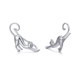 PELOVNY 925 Sterling Silver Cat Climbers Earrings for Women Hypoallergenic Cat Crawler Earrings Jewelry Gifts for Women