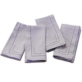 BLUE FLOWER CO 100% Pure Linen Cloth Napkins 20"x20" Set of 4, Solid Lavender Double Hemstitched, Soft & Reusable Decorative Napkins for Dining, Restaurants, Weddings, Buffets, Everyday Use