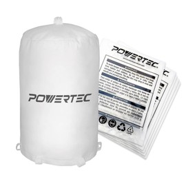 POWERTEC 70425 Dust Collector Bags Set | 21" x 31" x 1 Micron Filter Upper Bag with 5pc Clear Plastic Dust Collection Bags 20" x 43", Pack of 1