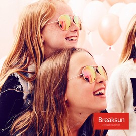 Breaksun Kids Polarized Aviator Sunglasses for Girls Boys Age 3-10, Teens Juniors Classic Aviator Sunglasses 50MM (Gold/Pink Mirror+ Gold/Red Mirror)